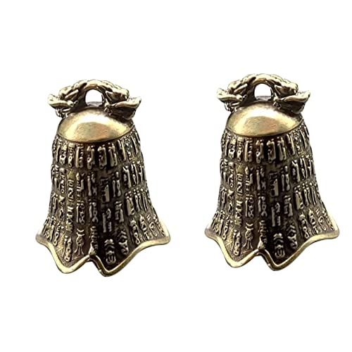 VERDANVERSE 2 Piezas Campana De Bronce Decorativo Feng Tintineo Repicar Campanas Antiguas Campanas Artesanales Campana Antigua Colgante De Llavero Campana Colgante Retro Campanas Doradas Latón
