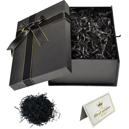 Black Gift Box, 29 x 21 x 10.5 cm Extra Large Gift Box with Lids and Silk Ribbon, Party Present Boxes Specially Designed for Valentine Day, Present Birthdays, Holidays, Anniversaries Gift(Black)