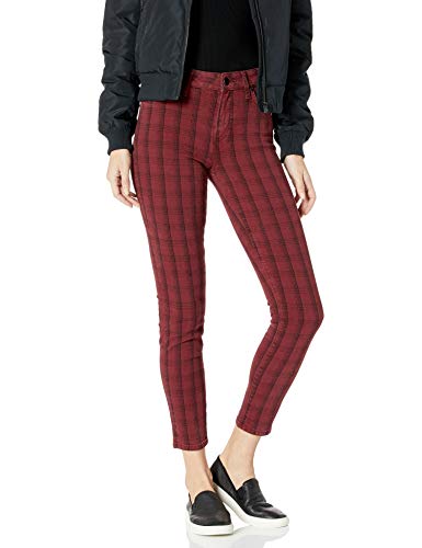 PAIGE Women's Hoxton High Rise Ultra Skinny Ankle Jean, Red Linear Catcher Plaid, 31