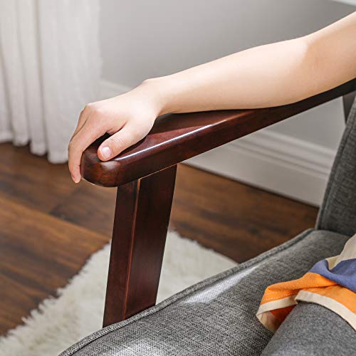 Songmics Leisure Chair With Solid Wood Armrest And Feet, Mid-Century Modern Accent Sofa, For Living Room Bedroom Studio, Light Gray #TOP3