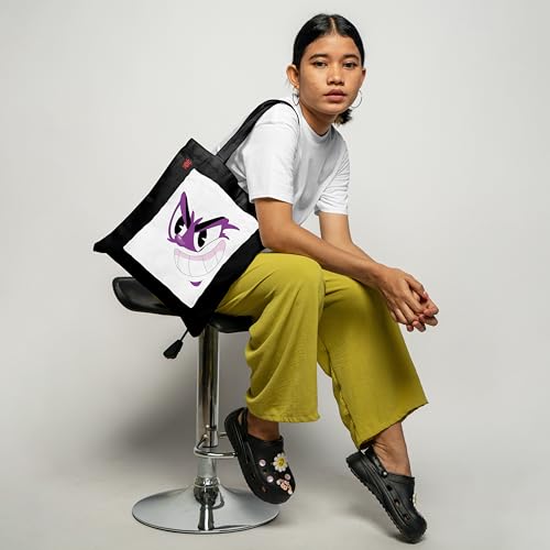 Image of ZORI Black Tote Bag With Pocket Printed Designed Canvas Tote Bags For Women large capacity,Tote bag For Shopping, College, Travel, More Canvas Handbag For Unisex Bag