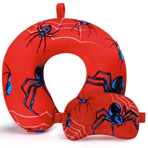 Gilprop 2 Pcs Spider Travel Pillow with Sleep Eye Mask,...
