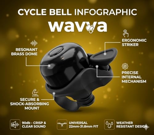 Image of Wavva Bike Bag with Phone Holder for Mountain Bike, Bike Handlebar Bag with Waterproof Touchscreen Phone Case for Every Phone with Unisex Cool Bell Mini Adjustable Bicycle Bike Accessories Black.