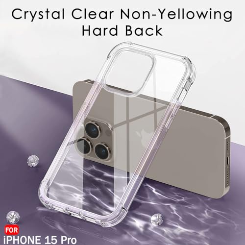 Image of TheGiftKart TPU Ultra-Hybrid Crystal Clear Back Cover Case For Iphone 15 Pro | Camera & Screen Protection Bumps | Shockproof Design | Hard Back Cover Case For Iphone 15 Pro (Transparent Bumper)
