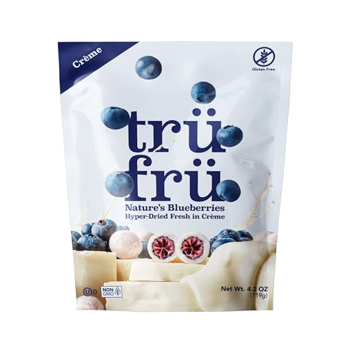 Tru Fru Natures Blueberries Hyper-Dried in Crème Premium Gourmet Freeze Dried Snack 4.2 oz