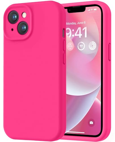 Image of LOVE 3000 Designed for iPhone 14 Case, Premium Silicone with [Soft Anti-Scratch Microfiber Lining] Shockproof Protective Phone Case for Men Women Girls 6.1 inch, Hot Pink