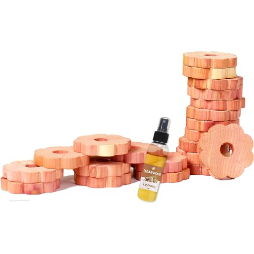 Mottenschutz für Kleiderschrank by Zidina | 50x Premium Bio Mittel gegen Motten Zedernholz | Zederholzöl Mini-Flasche 4,5ml inklusive | ideal für duftende Garderobe | chemikalienfreie Mottenfalle