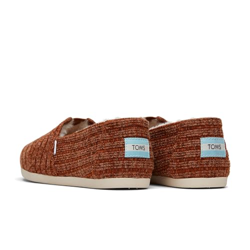 Image of TOMS Women's Alpargata CloudBound Espadrille Loafer Flat, Burnt Orange Rib Knit and Faux Fur, 8.5