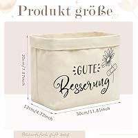 Xuniea Gute Besserung Korb Geschenktüte aus Baumwolle und Leinen, Naturweiß – Ansicht 2
