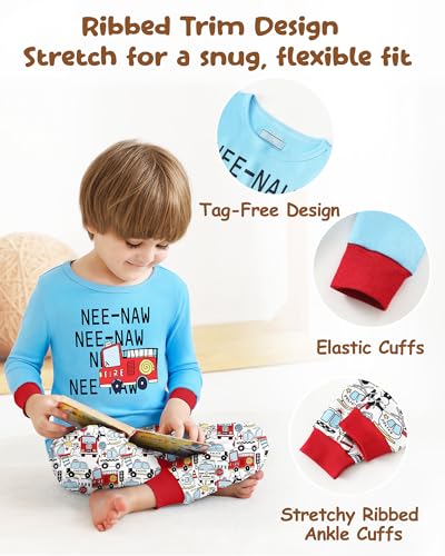Mikrdoo Boys' Snug-Fit Sleepwear ，for Comfortable Nights Cotton Pajama Set 2T-12, 95% Cotton Stretch3