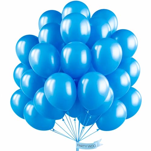 Image of PartyWoo Pearl Blue Balloons 50pcs Sky Blue Latex Helium Balloons 12 Inch