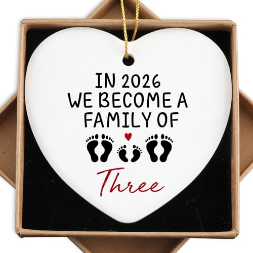 New Parents Gifts for Couples in 2026 We Become a Family of Three Christmas Ornament 2026 Pregnancy Announcement for Husband Grandparents Baby Announcements Ideas Babys First Christmas Ornament 2026