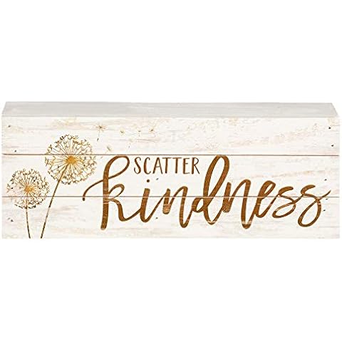 P. Graham Dunn Scatter Kindness Dandelion Whitewash 12 x 4.5 Solid Wood Boxed Pallet Plaque Sign Cover