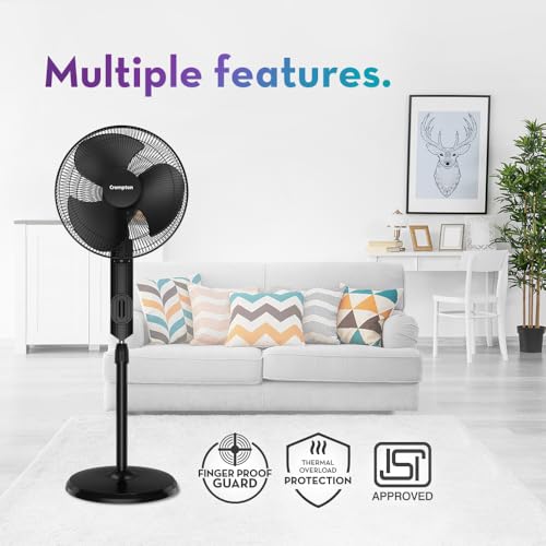 Image of Crompton HISPEED Torpedo EX 400 mm Pedestal Fan | 2100 RPM | Easy Neck Tilt Mechanism | Superior Air Delivery | Smooth Oscillation | 2 Year Warranty | Black
