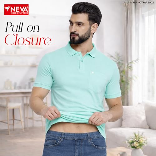 Image of NEVA Men's Regular Fit Half Sleeve Polo Neck T-Shirt with Chest Pocket