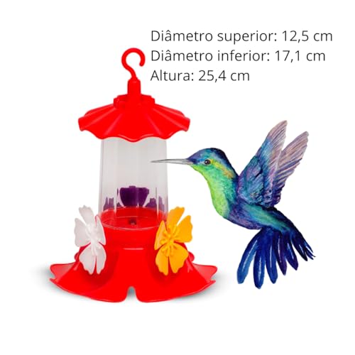 Bebedouro para Beija-Flor 540ml Grande Cores Sortidas, Fácil de Pendurar e Limpar, Ideal para Jardin