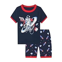 SEVEN BB Boys Pyjamas Set Astronaut Kids Pjs Pajama Short Sleeve Cotton Sleepwear Tops Shirts + Pants Nightwear Children Outfit 4 Years