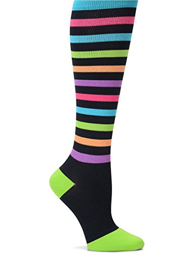 Nurse Mates Women's Compression Trouser Socks, Bright Stripe, One Size