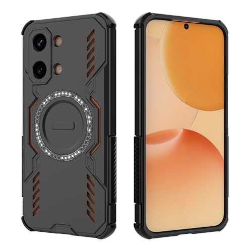 �X�}�z�P�[�X �Ή��@�� for Vivo Y05 4G / Y11d ���C�����X�[�d�Ή� [PC+TPU] 2-in-1 �ϗ����E�ی�@�\�t���}�O�l�b�g���X�}�z�P�[�X Black