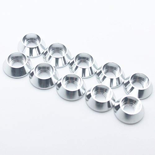 Image of 50pcs M4 Cone Cup Washers Anodized Aluminum Alloy Screw Gasket Countersunk Washers (Silver)