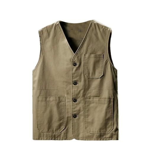 Chaleco ligero para hombre en color khaki talla XXL con cremallera frontal