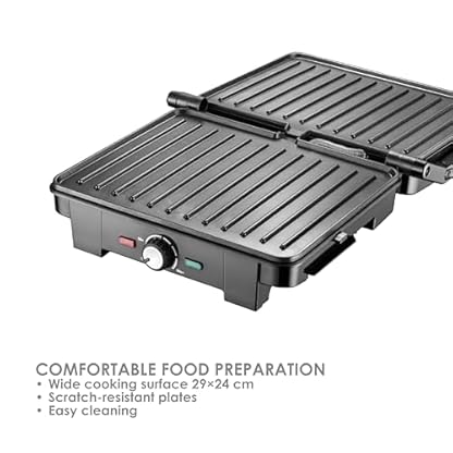 STANDART | Elektrogrill - 2200W | Sandwichmaker | 180º Öffnung | Küchengrill mit Temperaturkontrolle, LED-Leuchten | Edelstahl Multigrill für Sandwiches, Steak, Toast und Vegetables | Grill Toaster – Bild 7