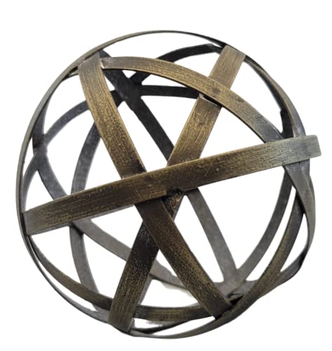 Audrey's Woven 4 inch Brass Decorative Orb Metal Decor Balls Accent Bowl Spheres Art