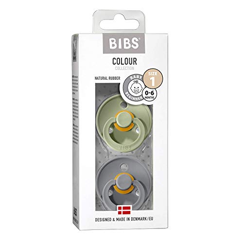 BIBS Colour Schnuller 2er-Pack, BPA-frei, Kirschform Nippel. Naturkautschuk/Latex, Hergestellt in Dänemark. 0-6 Monate (2er Pack), Sage/Cloud – Bild 4