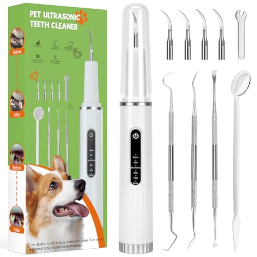 Yogaret Zahnsteinentferner Hund Ultraschall, Zahnreiniger für Haustiere, Zahnpflege Set, Zahnreinigung und Reinigungsset für Hunde Katze, IPX6 Zahnreinigung Set mit Austauschbare Reinigungsköpfe