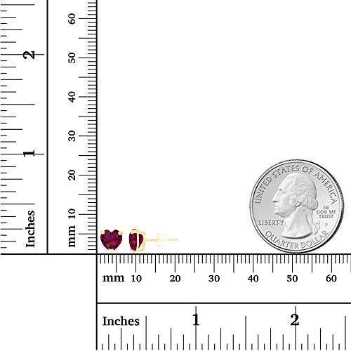 Solid 14K Gold 6mm Heart Genuine Birthstone Stud Earrings For Women | Hypoallergenic Studs | Natural or Created Gemstone Stud Earrings For Women4