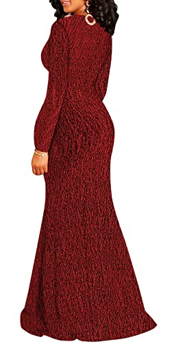 Image of Formal Long Sleeve Dress for Women Sequin Bodycon Ruched Sparkly Dresses