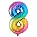 40inch Big Rainbow Foil Birthday Balloon Helium Number Balloons Happy Birthday Party Decorations Kids Figures Wedding Air Ball (40 inch Color 8)