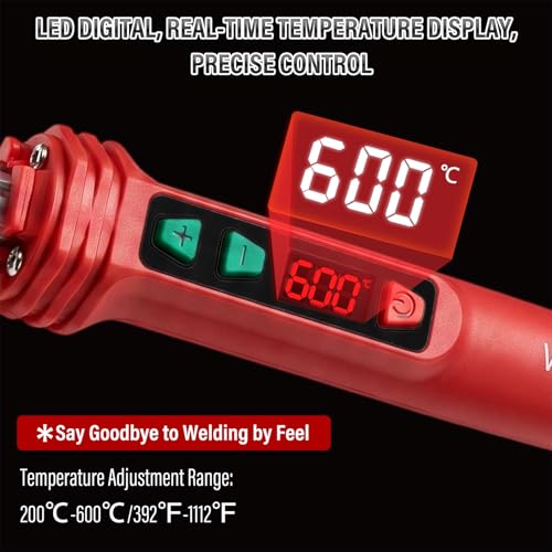 Image of 150W LED Digital Adjustable Temperature Plastic Welder, 3 IN 1 Welding Kit with 70PCS Rods, 3 Tips Welder Soldering Iron Kit, Plastic Repair Kit for Car Bumper /Kayaks,etc (Red)