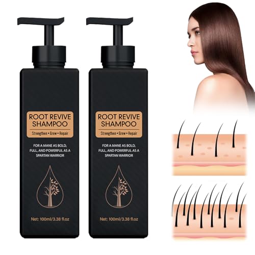 Spartan Root Activator Shampoo, Gray Hair Regrowth, Hair Loss Prevention and Mane Strengthening for Men & Women. Natural formula for hair thickening, restoration, and healthier, stronger hair (2PCS)