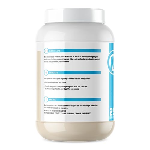 NutraOne ProteinOne Whey Protein Promote Recovery and Build Muscle with a Protein Shake Powder for Men & Women (Vanilla Ice Cream, 2 LB)