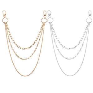 NUOBESTY 2 Stuks Pocket Keten Broek Broek Keten Lagen Sleutelhanger Hip Hop Chain 25X2. 5Cm Voor Biker Motorfiets…