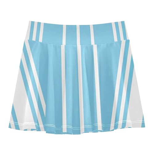 Joisal Athletic Shorts Girls Skorts Toddlers Tennis Skirts Pleated School Vertical Stripes Light Blue White 3t