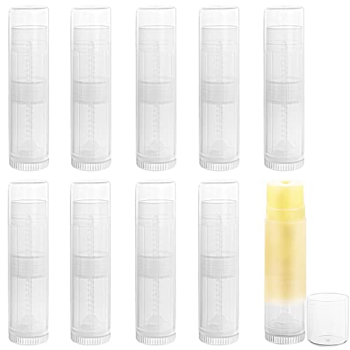 10 Pack 15g/0.5oz Lip Balm Tubes Plastic Lipstick Tube Empty Solid Balm Stick Bottles Rotatable Deodorant Containers for DIY Cosmetic - Clear