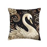 Swan Bird Lovers Art Deco Vintage Throw Pillow