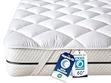 ZOLLNER Matratzenschoner in 180x200 cm - Topper mit praktischen Eckgummis - für Allergiker geeignet – Polyester - waschbar bis 60°C - Hotelqualität