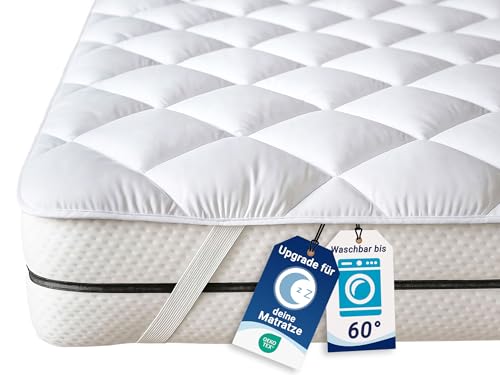 ZOLLNER Matratzenschoner in 140x200 cm - Topper mit praktischen Eckgummis - für Allergiker geeignet – Polyester - waschbar bis 60°C - Hotelqualität