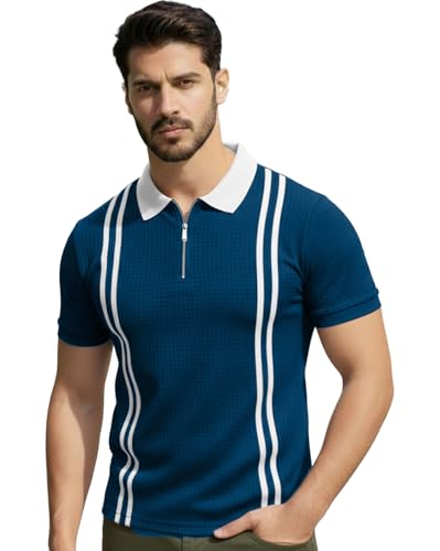 Image of AUSK Men Casual T-Shirt, Texture Printed Half Sleeve Tshirt for Mens, Polo Tshirt for Boys