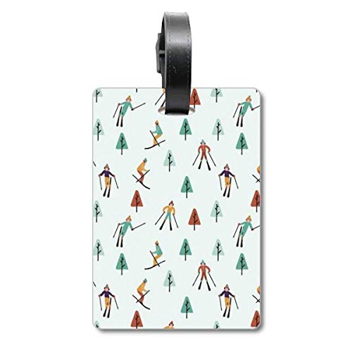 Étiquette valise voyage motif athlète de ski pour éviter la perte de bagage