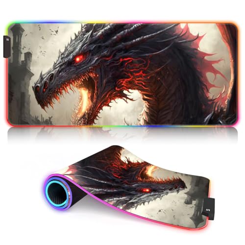 Tapis de souris grand format tapis souris RGB 7 couleurs LED pour PC portable