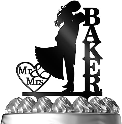 Groom & Bride Kissing Each Other Customized Wedding Cake Topper Personalized Cake Topper Wedding Favor Last Name To Be | Solid Color Cake Toppers