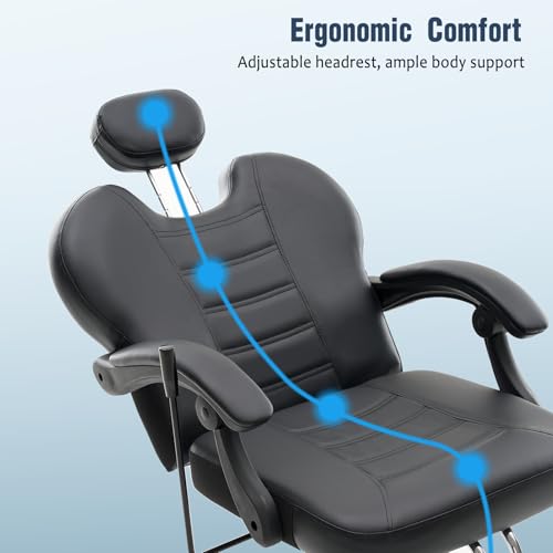 Tatub 90&deg;-135&deg; Reclining Salon Chair for Hair Stylist, 360&deg; Swivel Barber Chair with Heavy Duty Hydraulic Pump, Adjustable Hair Chair for Barbershop, Home