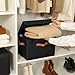 GRANNY SAYS Storage Bins with Lids, Decorative Storage Boxes with PU Handles, Black Storage Bin, Linen Closet Organizer, Shelf Baskets, Fabric Storage Bins for Clothes