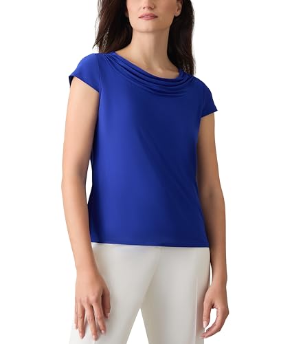 Image of Kasper Women's Cap Sleeve Draped Cowl Neck Knit Top