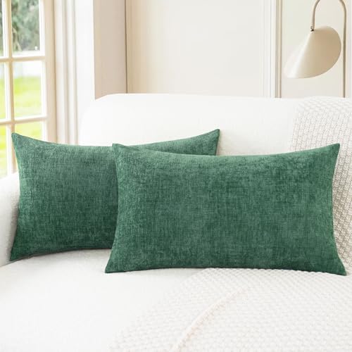 Image of CaliTime Decorative Couch Throw Pillow Covers 26 X 16 Inches Dark Green