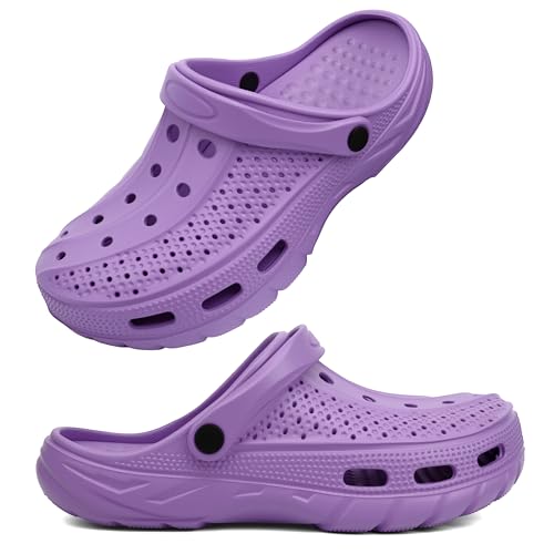 Women and Men Orthopedic Clogs Arch Support Garden Shoes Sandals Slippers with Plantar Fasciitis Feet Insoles,Purple,8-9 Women/6-7 Men